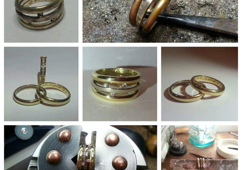 Ring van trouwringen en een oorbel